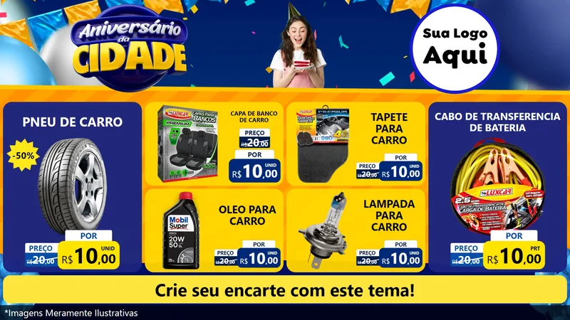 Modelo de TV para TV Horizontal com o tema Aniversário da Cidade para Auto peças