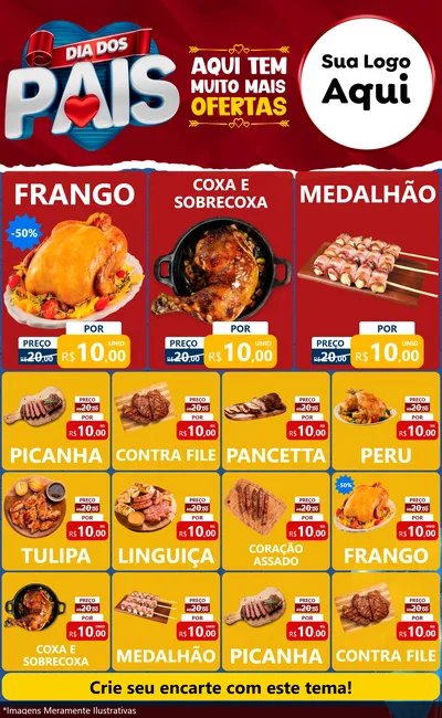 Modelo de Encarte para Encarte Grande com o tema Dia dos Pais para Assados