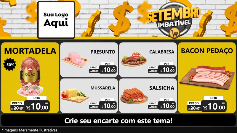 Modelo de TV para TV Horizontal com o tema Setembro Imbatível para Frios e Laticínios
