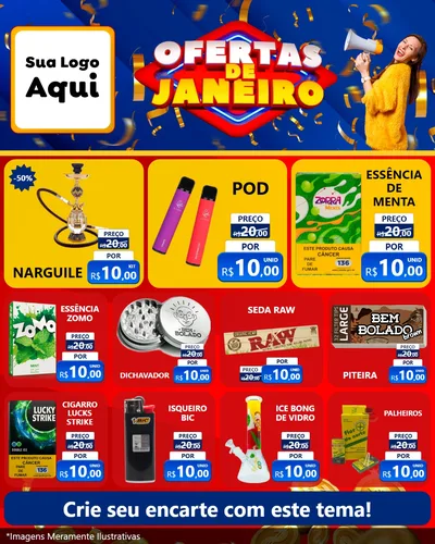 Modelo de Rede Social para Feed Instagram com o tema Ofertas de Janeiro para Tabacaria