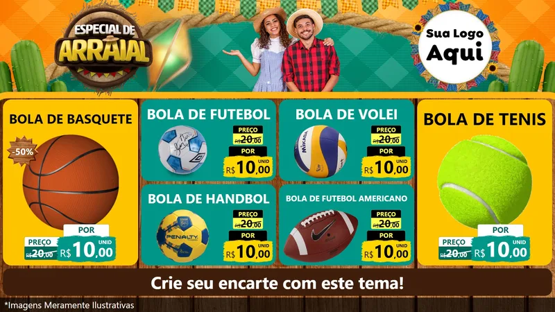 Modelo de TV para TV Horizontal com o tema Especial De Arraial para Artigos Esportivos