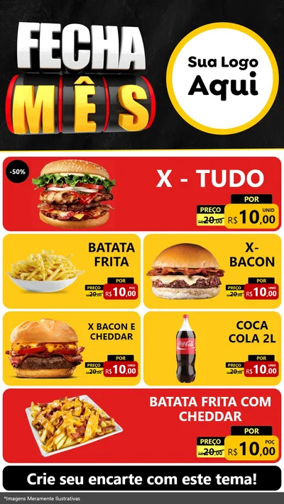 Modelo de TV para TV Vertical com o tema Fecha Mês para Hamburgueria