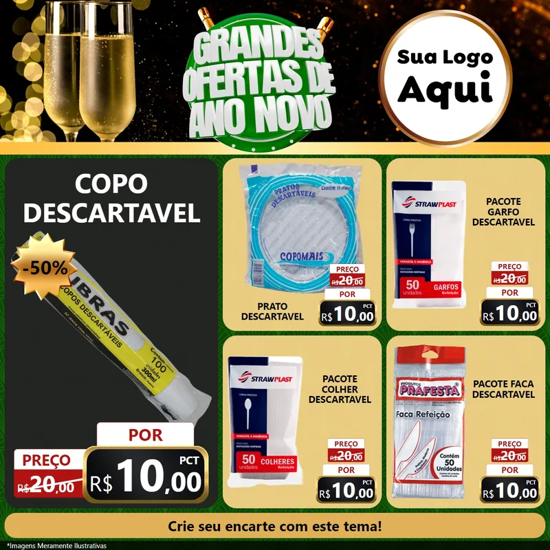 Modelo de Rede Social para Feed Facebook com o tema Grandes Ofertas de Ano Novo para Embalagens