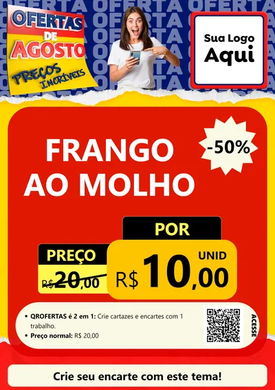 Modelo de Cartaz para Cartaz A4 Vertical com o tema Ofertas de Agosto - Preços Incríveis para Restaurante