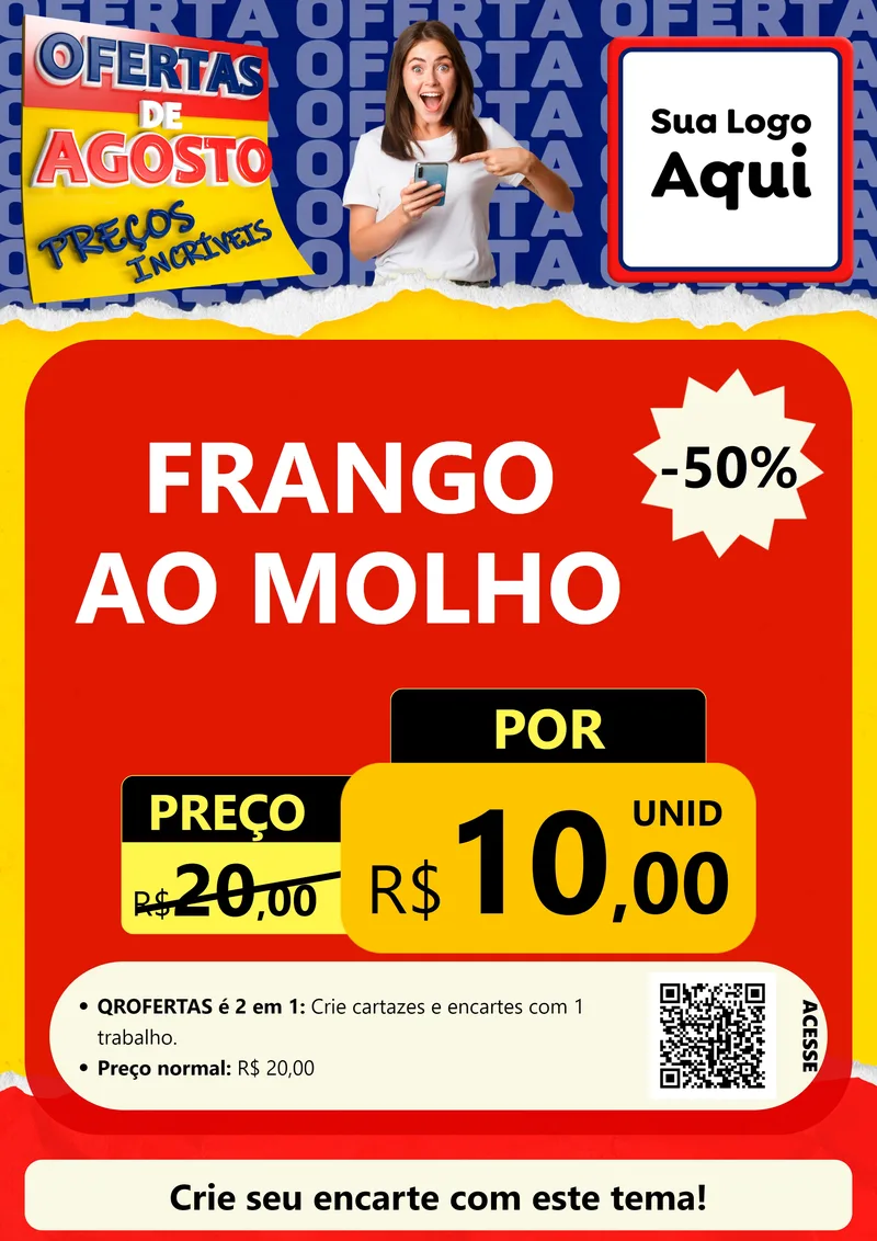 Modelo de Cartaz para Cartaz A4 Vertical com o tema Ofertas de Agosto - Preços Incríveis para Restaurante