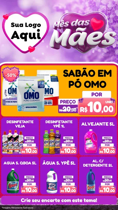 Modelo de Rede Social para Stories com o tema Mês das Mães para Produtos de Limpeza