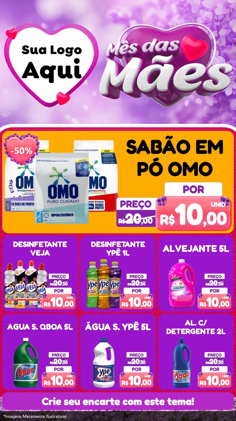 Modelo de Rede Social para Stories com o tema Mês das Mães para Produtos de Limpeza