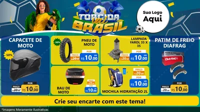 Modelo de TV para TV Horizontal com o tema Torcida Vai Brasil - Copa para Moto peças