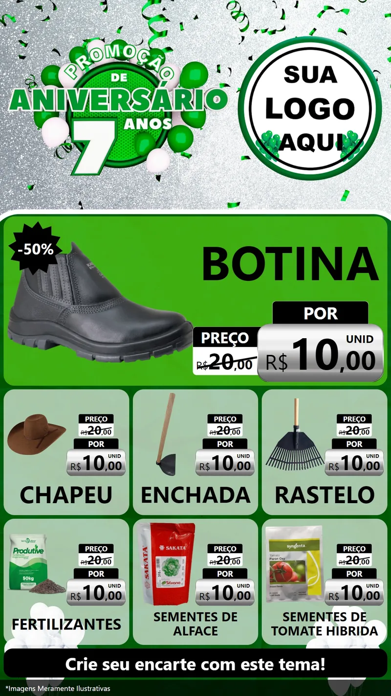 Modelo de Rede Social para Stories com o tema Promoção de Aniversário - 7 Anos para Agropecuária