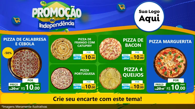 Modelo de TV para TV Horizontal com o tema Promoção da Independência para Pizzaria