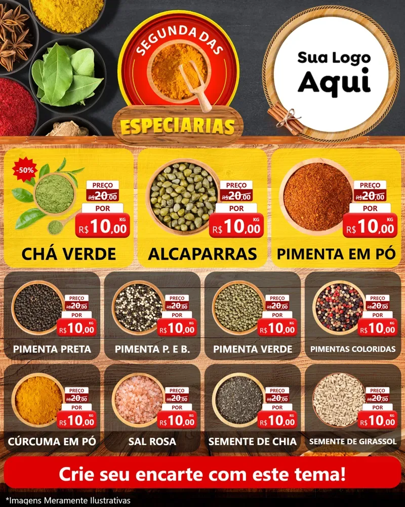 Modelo de Rede Social para Feed Instagram com o tema Segunda das especiarias para Produtos Naturais
