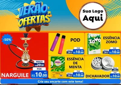 Modelo de Encarte para Encarte A4 Horizontal com o tema Verão de Ofertas para Tabacaria