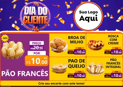Modelo de Encarte para Encarte A4 Horizontal com o tema Dia do Cliente para Padaria