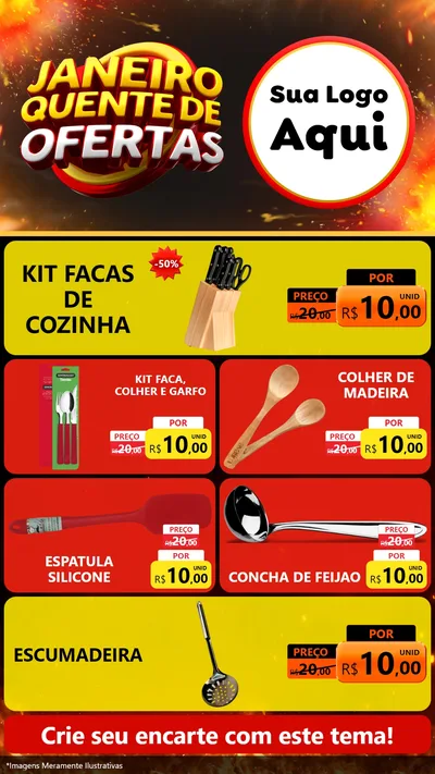 Modelo de TV para TV Vertical com o tema Janeiro Quente de Ofertas para Utilidades Domésticas