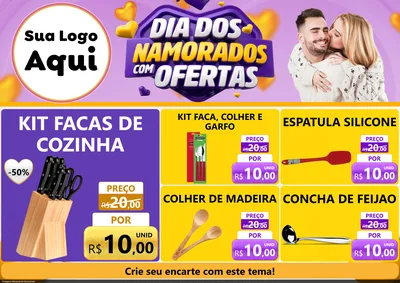 Modelo de Encarte para Encarte A4 Horizontal com o tema Dia Dos Namorados Com Ofertas para Utilidades Domésticas