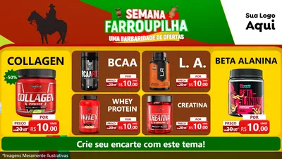 Modelo de TV para TV Horizontal com o tema Semana Farroupilha - Uma Barbaridade de Ofertas para Suplementos alimentares