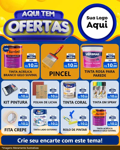 Modelo de Rede Social para Feed Instagram com o tema Aqui Tem Ofertas para Tintas e Ferramentas