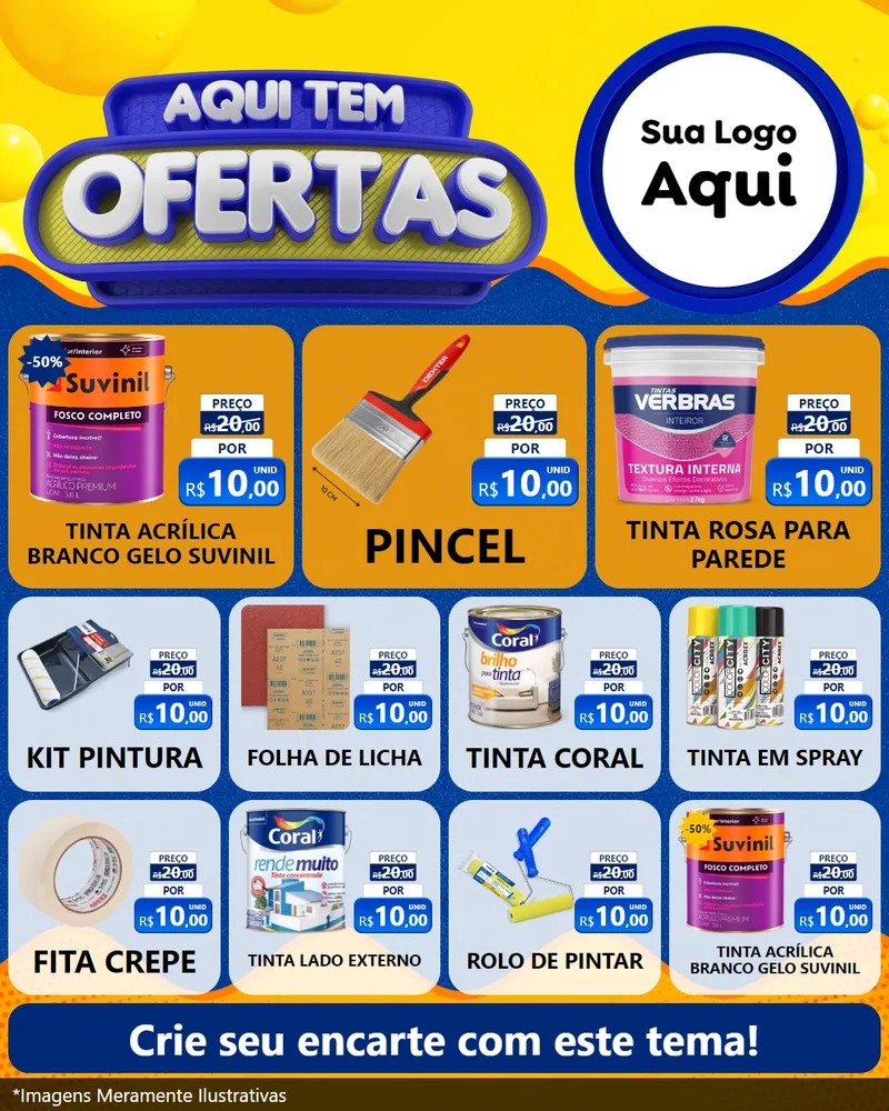Modelo de Rede Social para Feed Instagram com o tema Aqui Tem Ofertas para Tintas e Ferramentas