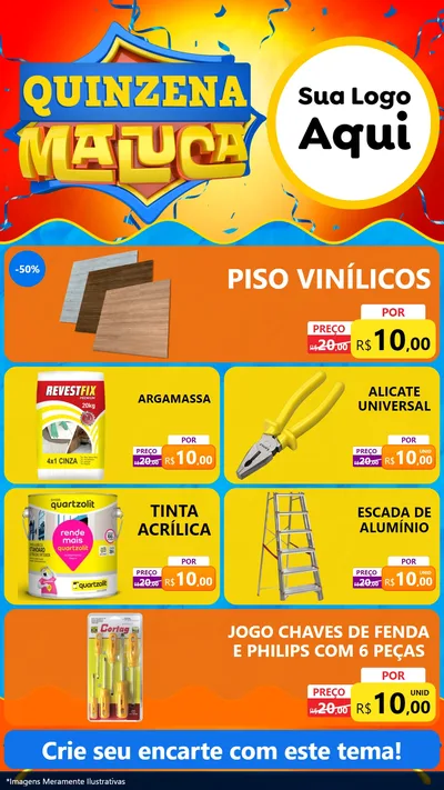 Modelo de TV para TV Vertical com o tema Quinzena Maluca para Material para Construção