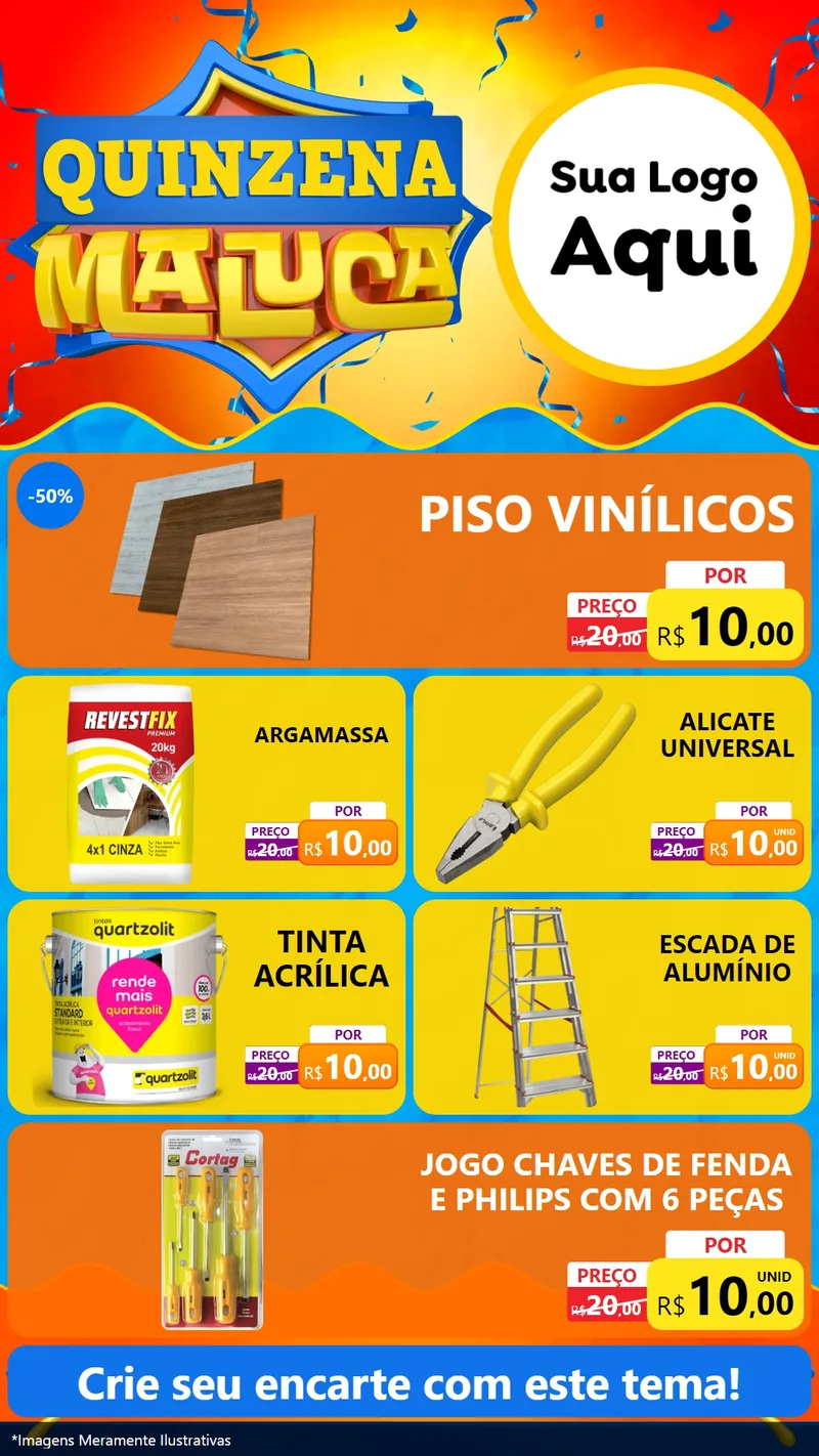 Modelo de TV para TV Vertical com o tema Quinzena Maluca para Material para Construção