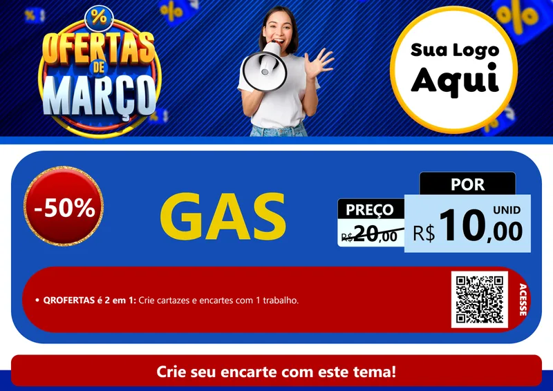 Modelo de Cartaz para Cartaz A4 Horizontal com o tema Ofertas de Março para Água e gás