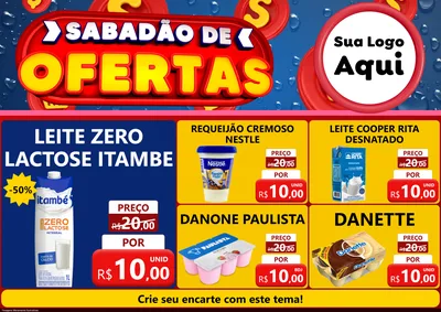 Modelo de Encarte para Encarte A4 Horizontal com o tema Sabadão de Ofertas para Frios e Laticínios