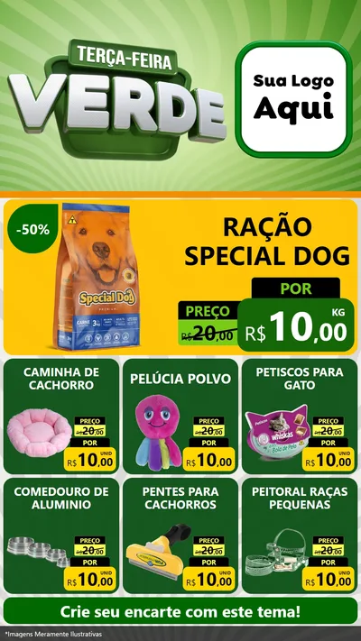 Modelo de Rede Social para Stories com o tema Terça - Feira Verde para Pet Shop