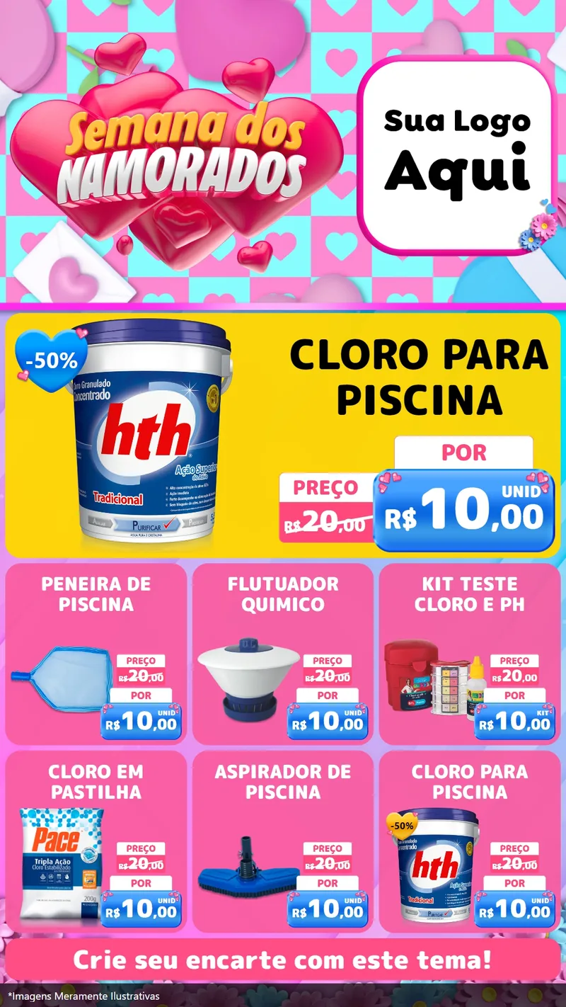 Modelo de Rede Social para Stories com o tema Semana dos Namorados para Produtos para Piscina