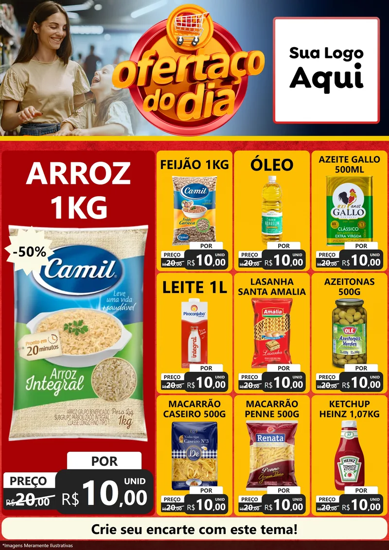 Modelo de Encarte para Encarte A4 Vertical com o tema Ofertaço Do Dia para Supermercado