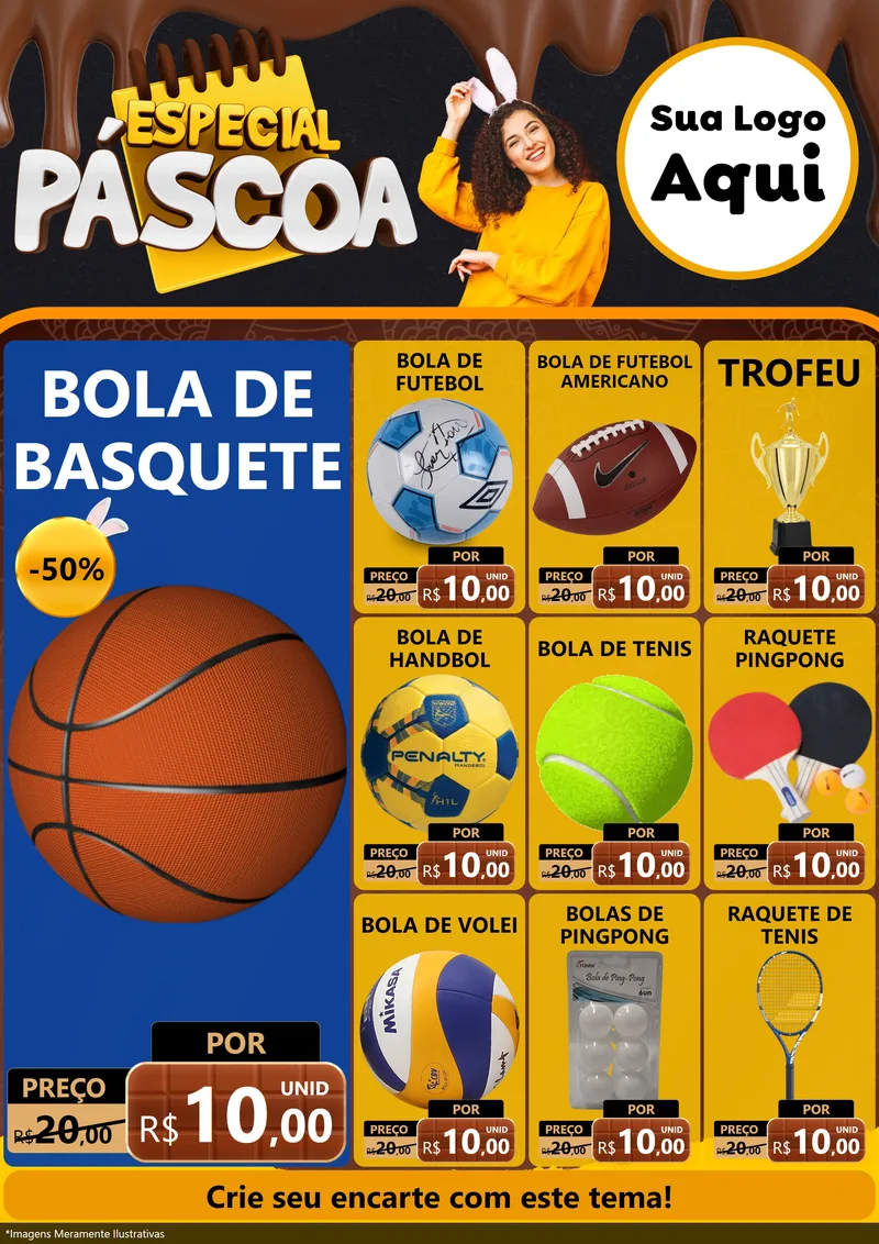 Modelo de Encarte para Encarte A4 Vertical com o tema Especial Páscoa para Artigos Esportivos