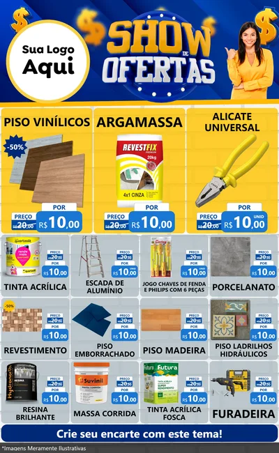 Modelo de Encarte para Encarte Grande com o tema Show de Ofertas para Material para Construção