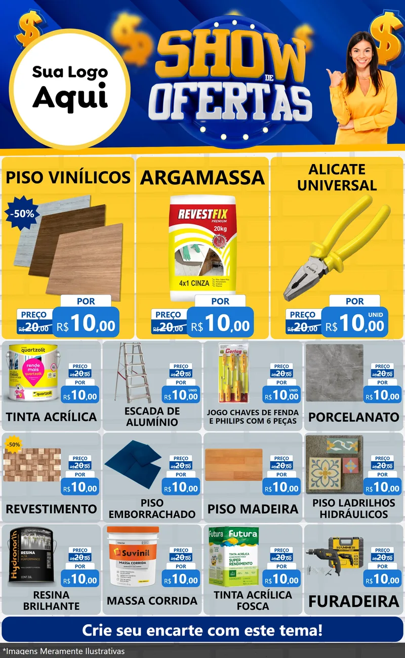 Modelo de Encarte para Encarte Grande com o tema Show de Ofertas para Material para Construção