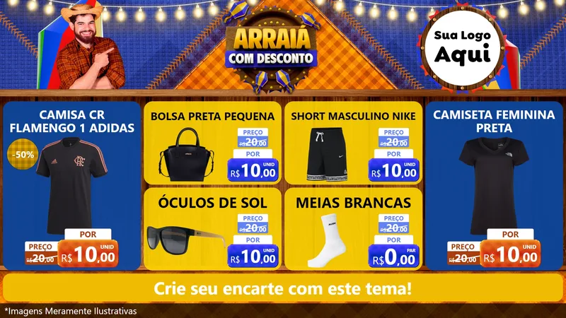 Modelo de TV para TV Horizontal com o tema Arraiá Com Desconto para Roupas e acessórios
