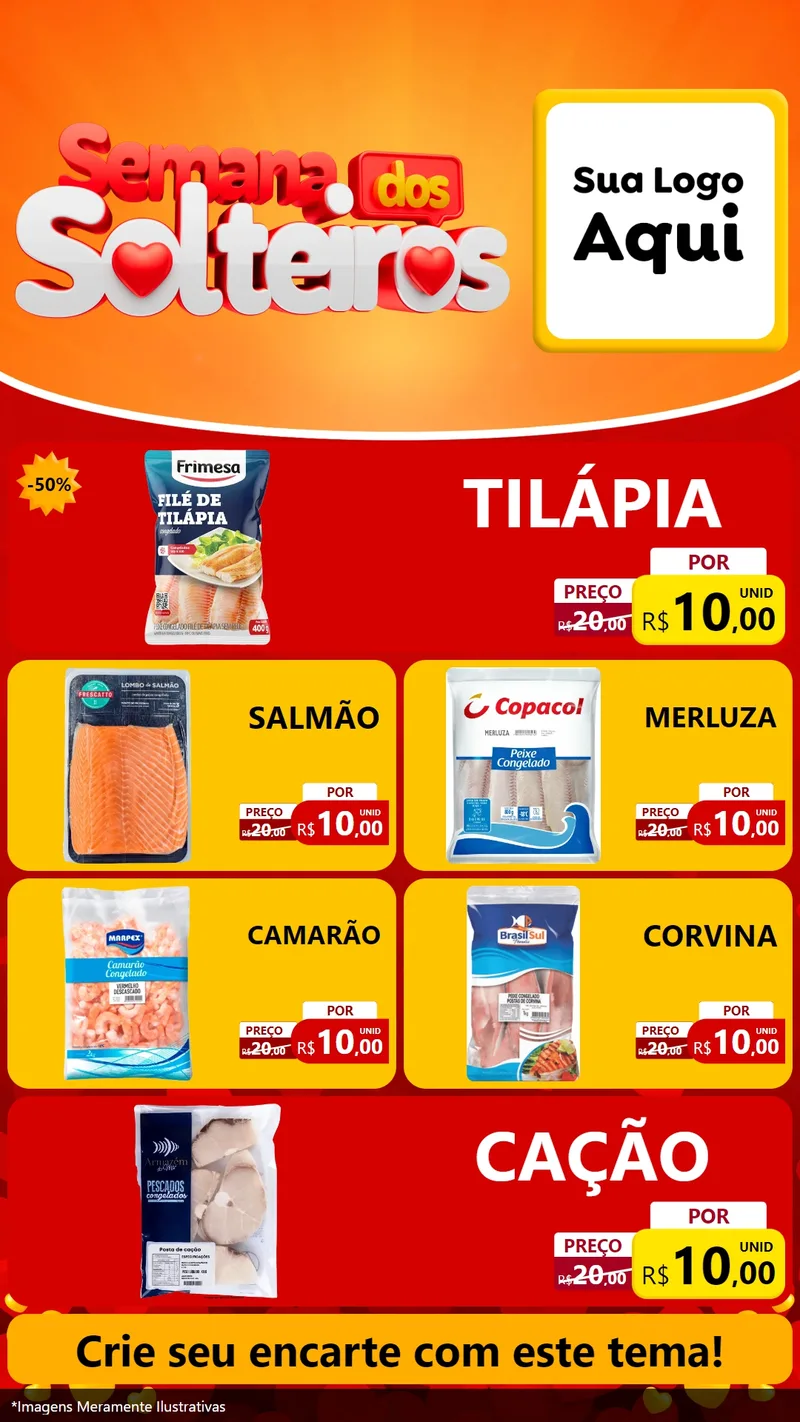 Modelo de TV para TV Vertical com o tema Semana dos Solteiros para Peixaria