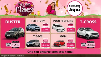 Modelo de TV para TV Horizontal com o tema Mês das Mães para Concessionaria de Carros