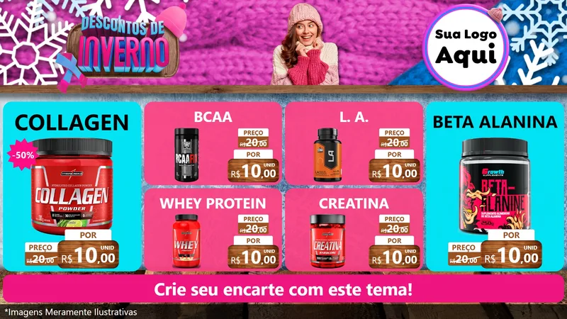 Modelo de TV para TV Horizontal com o tema Descontos de Inverno para Suplementos alimentares