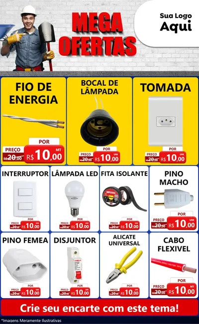 Modelo de Encarte para Encarte Grande com o tema Material de Construção para Materiais Elétricos