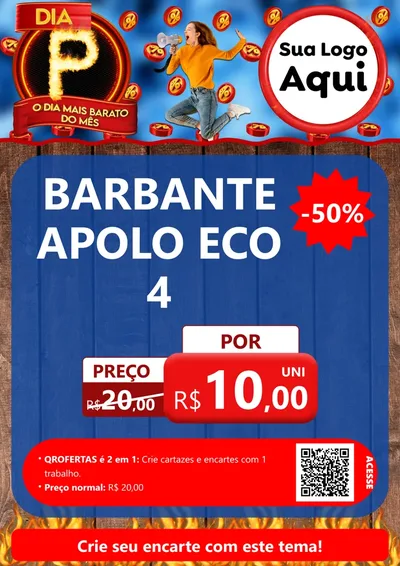 Modelo de Cartaz para Cartaz A4 Vertical com o tema Dia P - O Dia Mais Barato Do Mês para Armarinho e Aviamentos