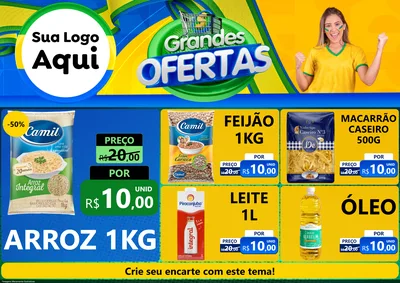 Modelo de Encarte para Encarte A4 Horizontal com o tema Grandes Ofertas para Supermercado