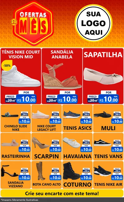 Modelo de Encarte para Encarte Grande com o tema Ofertas do Mês para Calçados