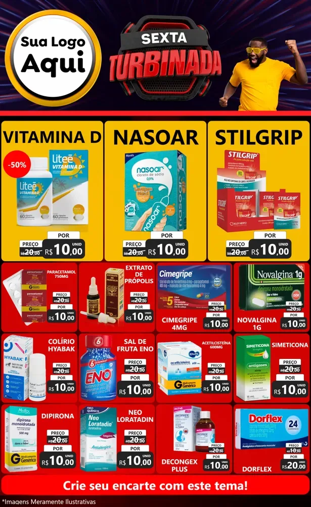 Modelo de Encarte para Encarte Grande com o tema Sexta Turbinada para Farmácia