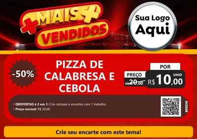Modelo de Cartaz para Cartaz A4 Horizontal com o tema Mais Vendidos para Pizzaria