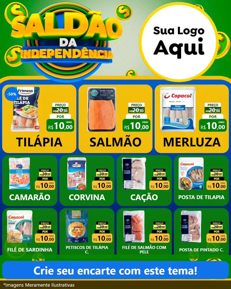 Modelo de Rede Social para Feed Instagram com o tema Saldão da Indepêndencia para Peixaria