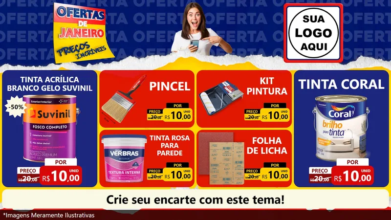 Modelo de TV para TV Horizontal com o tema Ofertas de Janeiro - Preços Incríveis para Tintas e Ferramentas