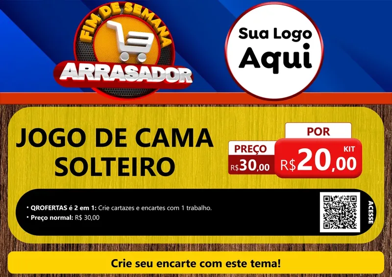 Modelo de Cartaz para Cartaz A4 Horizontal com o tema Fim De Semana Arrasador para Cama, Mesa e Banho