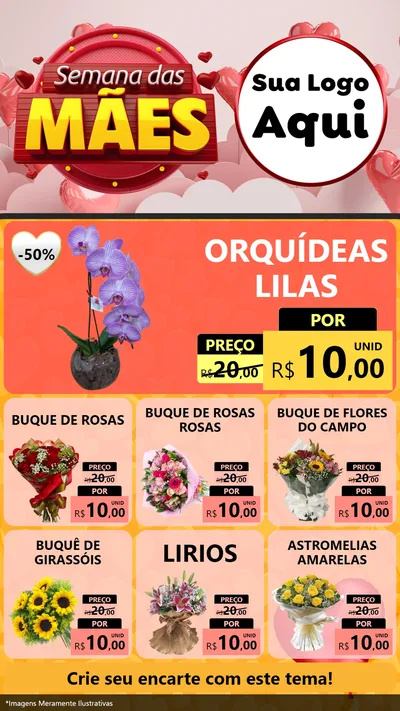 Modelo de Rede Social para Stories com o tema Semana das Mães para Floricultura e jardim