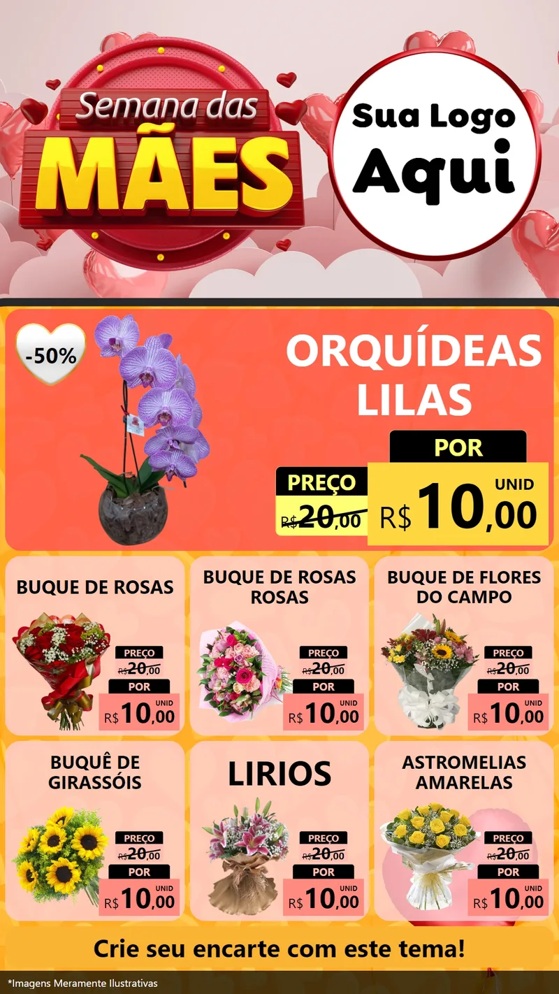 Modelo de Rede Social para Stories com o tema Semana das Mães para Floricultura e jardim