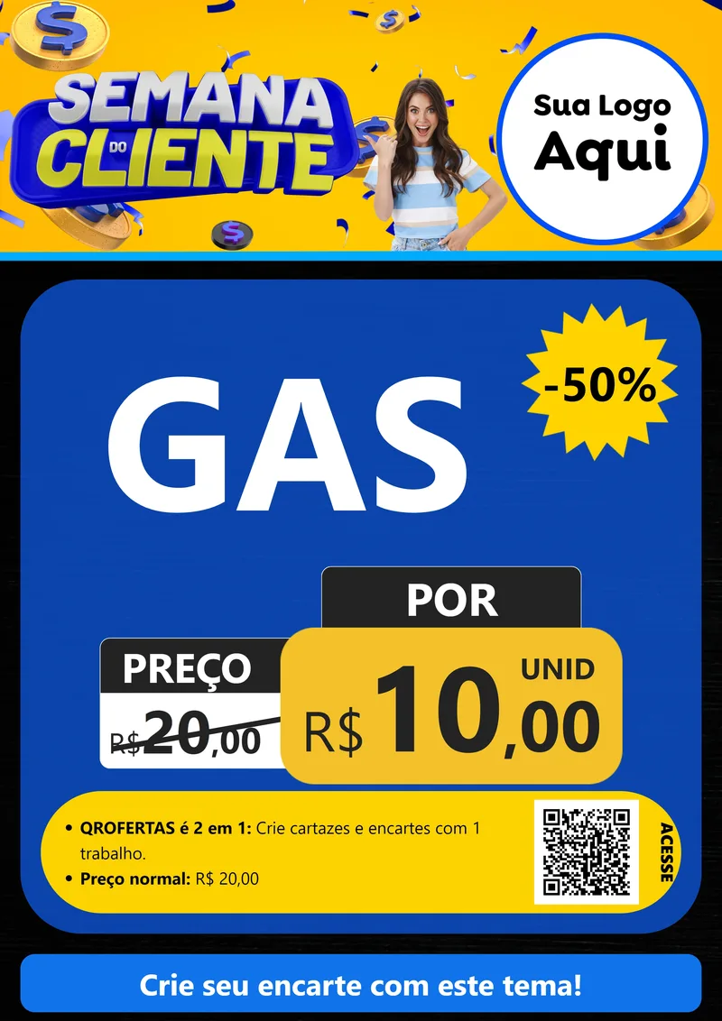 Modelo de Cartaz para Cartaz A4 Vertical com o tema Semana do Cliente para Água e gás