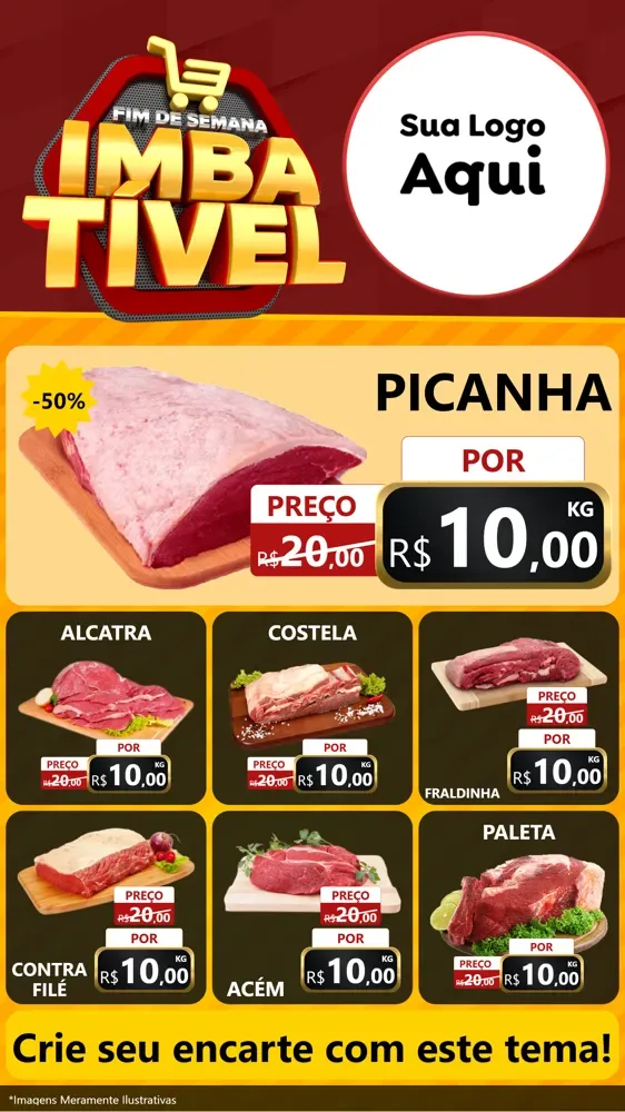 Modelo de Rede Social para Stories com o tema Fim de Semana Imbatível para Açougue
