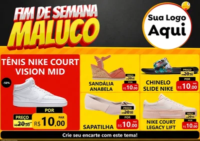 Modelo de Encarte para Encarte A4 Horizontal com o tema Final de Semana Maluco para Calçados